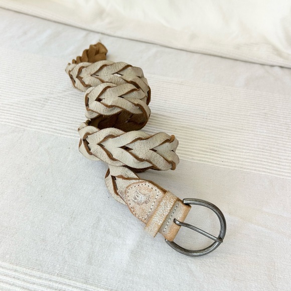 Abercrombie & Fitch Women's Cream and Tan Braided Leather Belt - Picture 9 of 11